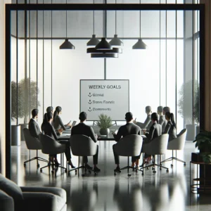 צוות עסקי בישיבת תכנון קצרה